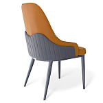 Стул оранжевый с высокой спинкой из искуственной кожи на серых металлических ножках Enigma Orange варинант исполнения - 2 | Loft Concept в Самаре