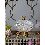 Конфетница прозрачная стеклянная на бронзовых ножках в виде морских коньков с крышкой в виде ракушки Eden Garden варинант исполнения - 3 | Loft Concept в Самаре