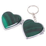 Зеркало брелок складное двухстороннее в форме сердца из натурального камня Малахит Stone Mirrors варинант исполнения - 2 | Loft Concept в Самаре
