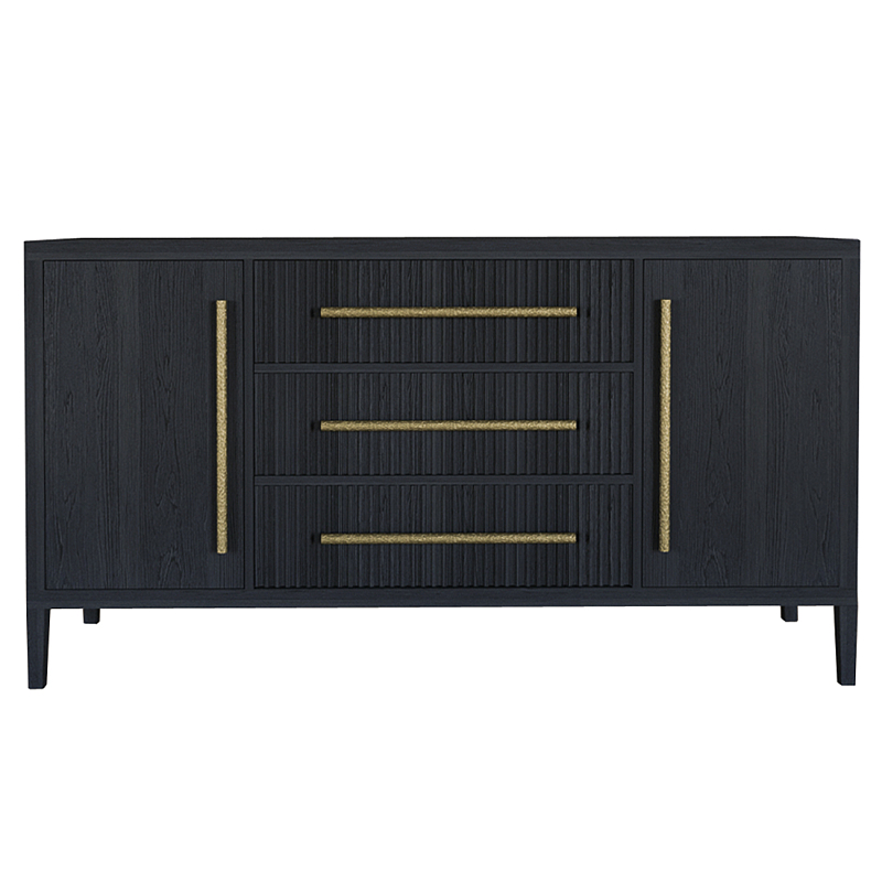Буфет Primo с тремя ящиками и двумя фасадами Черный дуб Черный матовый Золотой в Самаре | Loft Concept 