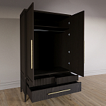 Шкаф платяной Primo с выдвижными ящиками шпон Темный орех варинант исполнения - 4 | Loft Concept в Самаре