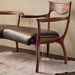 Кушетка с деревянным каркасом и сиденьем из коричневой натуральной кожи Moon Walnut Furniture варинант исполнения - 4 | Loft Concept в Самаре