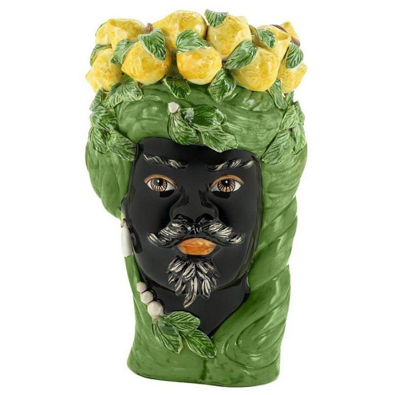 Ваза Vase Lemon Head Man Green Big Черный Желтый Зеленый Ваза Vase Lemon Head Man Green Big Черный Желтый Зеленый в Самаре | Loft Concept