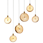 Подвесной светильник с плафонами из рельефного стекла Peony Glass Bronze Six варинант исполнения - 1 | Loft Concept в Самаре