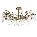 Потолочная люстра в виде ветвей деревьев золотого цвета с прозрачными подвесками-каплями Droplet Chandelier варинант исполнения - 1 | Loft Concept в Самаре