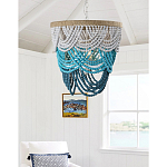 Круглая многоярусная люстра с подвесками в виде круглых бусин Wooden Beads Turquoise Chandelier варинант исполнения - 2 | Loft Concept в Самаре