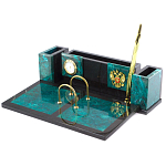 Настольный письменный набор из змеевика с часами и календарницей Successful Leader варинант исполнения - 2 | Loft Concept в Самаре