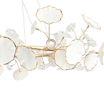 Люстра круглая с белыми лепестками из керамики и прозрачными хрустальными цветками Диаметр 82 см Wintery flovers варинант исполнения - 4 | Loft Concept в Самаре