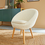 Кресло на деревянных ножках с обивкой из ткани букле Aldo Boucle Armchair варинант исполнения - 7 | Loft Concept в Самаре