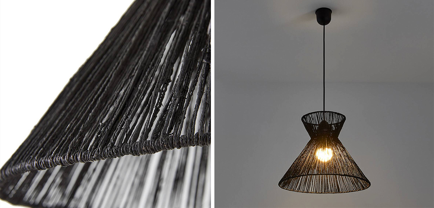 Подвесной светильник Signe Wicker Hemp Black Horn Подвесной светильник Signe Wicker Hemp Black Horn - Loft-Concept в Самаре