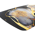 Обеденный стол с прямоугольной черно-золотой столешницей из стекла на 4-х металлических ножках Gold and Black Marble варинант исполнения - 4 | Loft Concept в Самаре