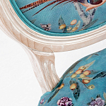 Стул из массива бука бирюзовый с изображением птиц и цветов Turquoise Beige Chinoiserie Birds Garden Chair варинант исполнения - 2 | Loft Concept в Самаре