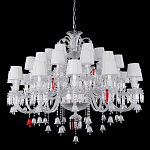 Люстра многоярусная с 30-ю белыми текстильными абажурами и хрустальными подвесками Lustre Reverie варинант исполнения - 1 | Loft Concept в Самаре