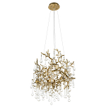 Подвесная люстра в виде ветвей деревьев золотого цвета с прозрачными подвесками-каплями 8 и 14 ламп Droplet Chandelier варинант исполнения - 4 | Loft Concept в Самаре