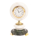 Часы настольные бронзовые из натуральных камней Мрамор и Змеевик Stone Clock варинант исполнения - 7 | Loft Concept в Самаре