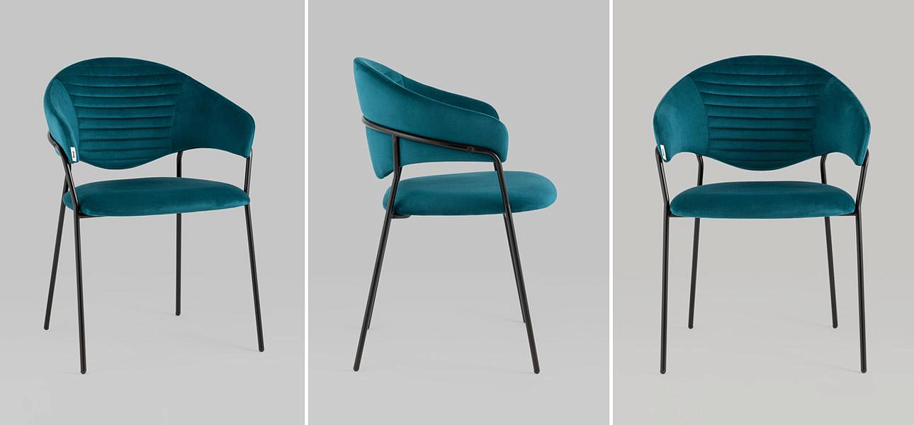 Стул Alexis Chair Сине-Зеленый Велюр Стул Alexis Chair Сине-Зеленый Велюр - Loft-Concept в Самаре