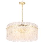 Люстра подвесная круглая с прозрачными рельефными стеклянными вставками и золотым основанием Textured Glass Chandelier варинант исполнения - 3 | Loft Concept в Самаре