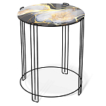 Стол журнальный круглый со столешницей из стекла Gold and Black Marble варинант исполнения - 1 | Loft Concept в Самаре