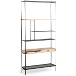 Металлический стеллаж с деревянными полками и ящиками Menzie Metal Wood Rack варинант исполнения - 2 | Loft Concept в Самаре