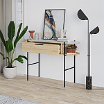 Консоль напольная деревянная с выдвижным ящиком и 2-мя полками со столешницей цвета белый мрамор OTIS CONSOLE OAK варинант исполнения - 2 | Loft Concept в Самаре