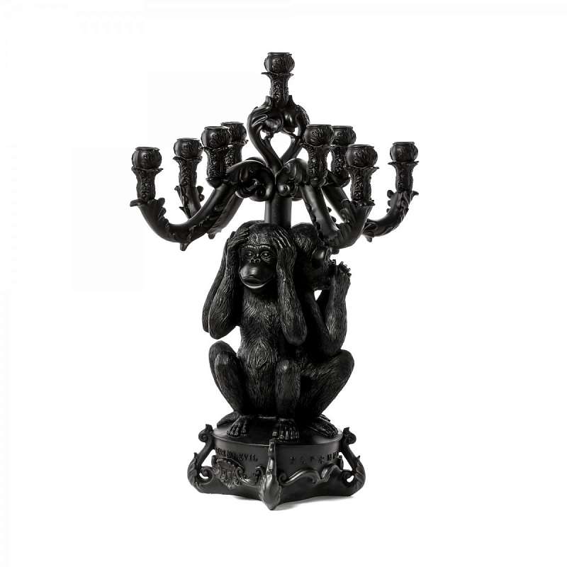 Подсвечник Seletti Giant Burlesque 3 Monkeys Black Черный в Самаре | Loft Concept 