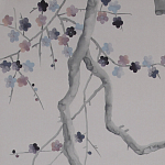 Обои ручная роспись Plum Blossom Special Colourway on Lilac Hint dyed silk варинант исполнения - 3 | Loft Concept в Самаре