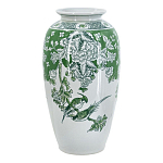 Ваза высокая с зелеными цветочными и птичьими мотивами Vase Inspired by Nature варинант исполнения - 1 | Loft Concept в Самаре