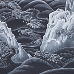 Обои ручная роспись Matsushima Waves Roka on Edo Night painted silk варинант исполнения - 2 | Loft Concept в Самаре