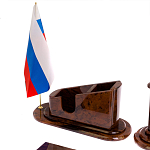 Настольный письменный набор с часами из природного камня обсидиана  Contract Extended варинант исполнения - 3 | Loft Concept в Самаре