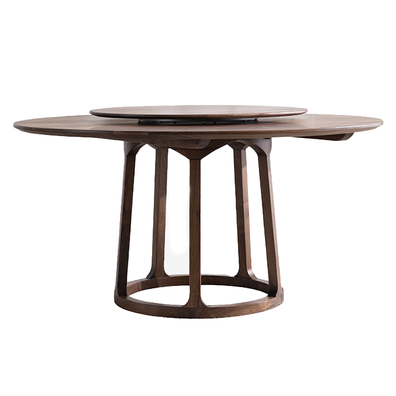 Стол обеденный круглый с поворотной столешницей Walnut Wood Table Орех Стол обеденный круглый с поворотной столешницей Walnut Wood Table Орех в Самаре | Loft Concept