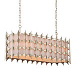 Люстра овальной формы с фактурным серебряным каркасом и тканевым абажуром Silver Honeycomb варинант исполнения - 1 | Loft Concept в Самаре