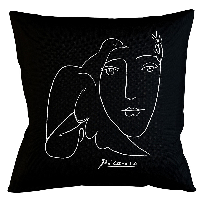 Декоративная подушка White Silhouette Dove Pillow Бежевый Черный Декоративная подушка White Silhouette Dove Pillow Бежевый Черный в Самаре | Loft Concept