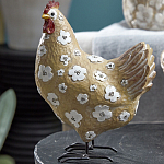 Статуэтка курица с белым цветочным узором и металлическими ножками Rustic Chicken варинант исполнения - 3 | Loft Concept в Самаре