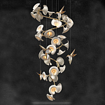 Люстра каскадная из белых цветов каллы и птичек Refined Taste of Light варинант исполнения - 1 | Loft Concept в Самаре