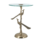 Столик с круглой стеклянной столешницей и корпусом в виде двух павлинов на ветке Table Two Peacocks варинант исполнения - 4 | Loft Concept в Самаре