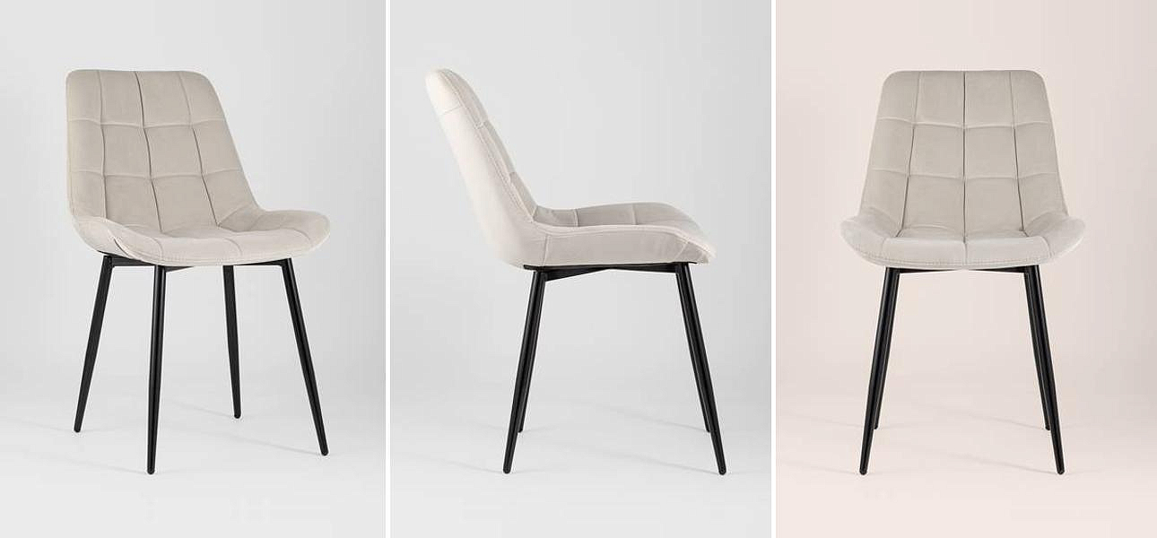 Стул NANCY Chair Молочный Цвет Черные Ножки Стул NANCY Chair Молочный Цвет Черные Ножки - Loft-Concept в Самаре