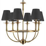 Люстра на металлическом основании бронзового цвета с 6-ю черными конусовидными абажурами Dignity варинант исполнения - 6 | Loft Concept в Самаре