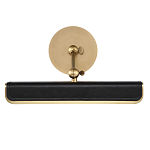 Светильник для картин цвет винтажная латунь с прямоугольным плафоном из кожи черного цвета Alora варинант исполнения - 3 | Loft Concept в Самаре