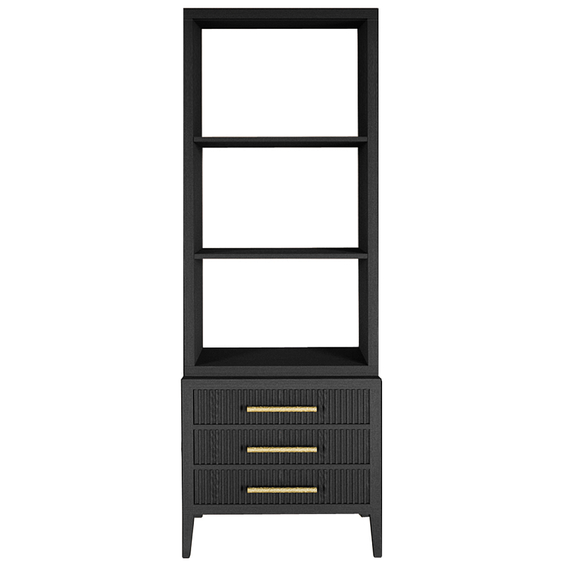 Этажерка Primo с ящиками шпон Черный дуб Черный Золотой в Самаре | Loft Concept 