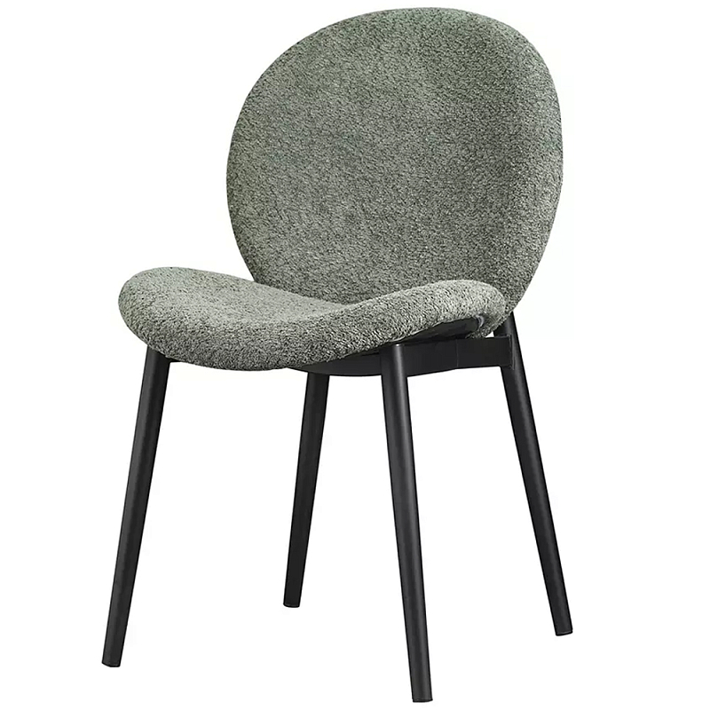 Стул с круглой мягкой спинкой и сиденьем из буклированной ткани Comfortable Fit Зеленый Розовый Стул с круглой мягкой спинкой и сиденьем из буклированной ткани Comfortable Fit Зеленый Розовый в Самаре | Loft Concept