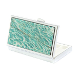 Таблетница карманная прямоугольная на 7 отделений с зеркалом и накладкой из натурального камня Амазонит Silver Stone Pillboxes варинант исполнения - 2 | Loft Concept в Самаре