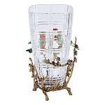 Ваза стеклянная прозрачная с бронзовым основанием в виде ветвей и фарфоровыми птичками Eden Garden варинант исполнения - 2 | Loft Concept в Самаре