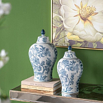 Ваза с крышкой и голубым цветочным рисунком на белом фоне Blue & White Ornament варинант исполнения - 6 | Loft Concept в Самаре