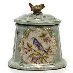 Шкатулка голубого цвета с рисунком и состаренным эффектом Eden Garden варинант исполнения - 1 | Loft Concept в Самаре