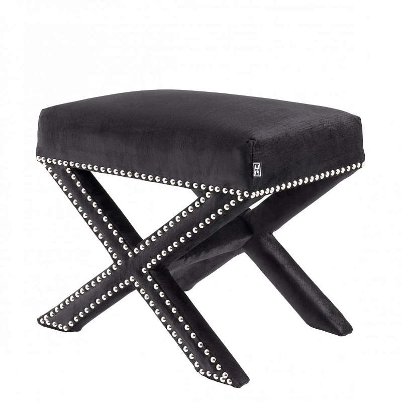 Оттоманка Eichholtz Stool Perugia Black Черный Никель в Самаре | Loft Concept 