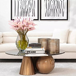 Дизайнерский журнальный стол с круглой столешницей на 3-х геометрических ножках Lehumod варинант исполнения - 4 | Loft Concept в Самаре