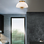 Подвесной светильник золотого цвета с полусферическим опаловым плафоном и декоративным элементом Elstead Lighting варинант исполнения - 9 | Loft Concept в Самаре