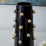 Ваза черная цилиндрическая с глянцевым покрытием и золотыми декоративными элементами Molecule Collection варинант исполнения - 2 | Loft Concept в Самаре