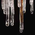 Люстра линейная золотого цвета с декоративными ветвями и длинными стеклянными подвесками в форме сосулек Droplet Chandelier варинант исполнения - 9 | Loft Concept в Самаре