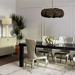 Круглая люстра волнистой формы с декором из круглых деревянных бусин коричневая Brown Wooden Beads Chandelier варинант исполнения - 4 | Loft Concept в Самаре